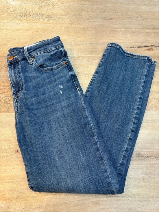 cosmic blue love Denim - Cosmic Blue Love Mid Rise Skinny Jeans Sz 29T Distressed Stretch Denim Ankle